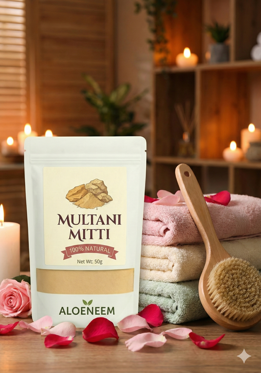 Aloeneem Multani Mitti (Fuller’s Earth) – 100% Pure (100g) | Oil Control • Tan Removal • Deep Cleansing