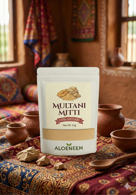 Aloeneem Multani Mitti (Fuller’s Earth) – 100% Pure (100g) | Oil Control • Tan Removal • Deep Cleansing