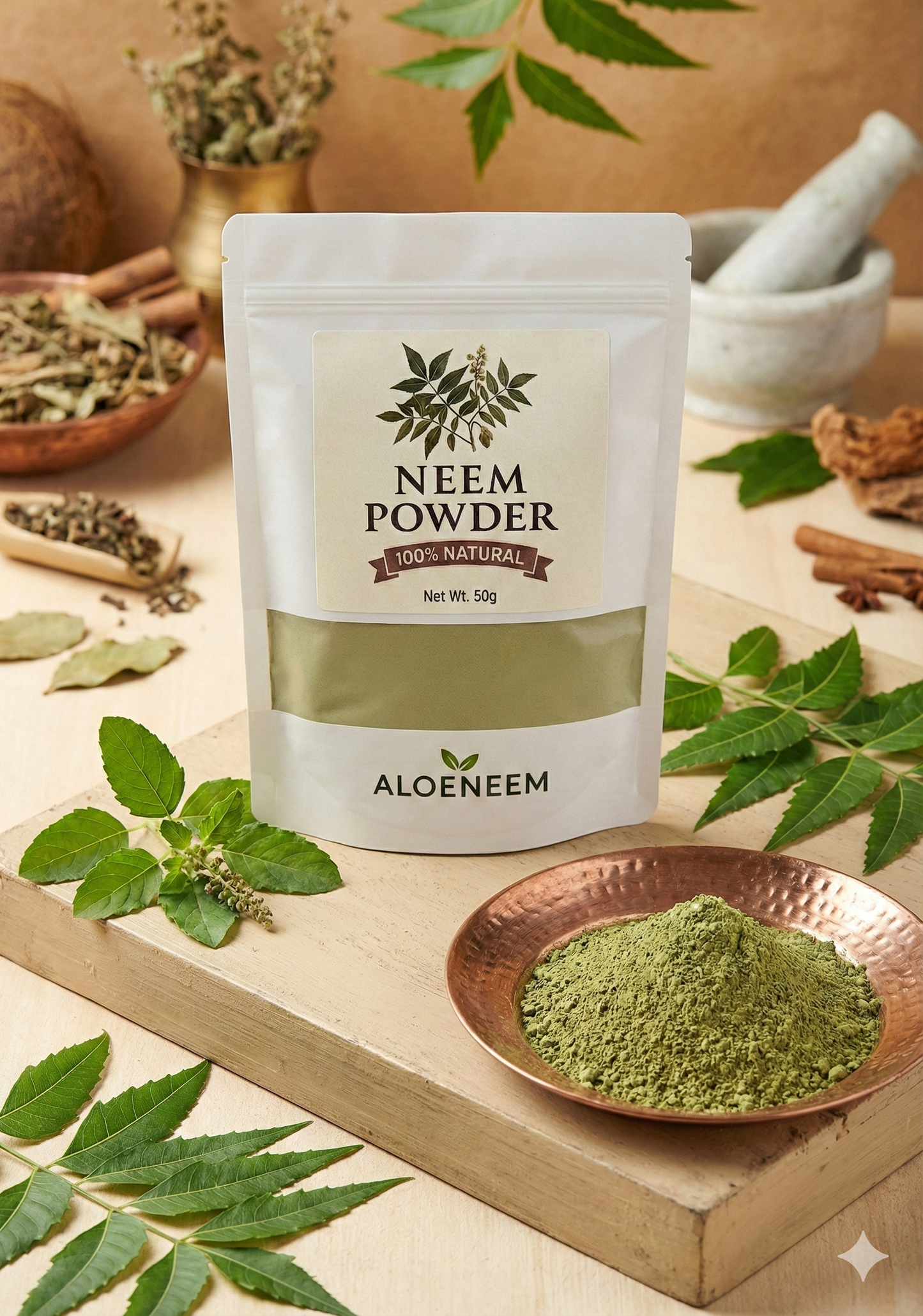 Aloeneem 100% Pure Neem Powder – Natural Skin & Hair Purifier (100g)