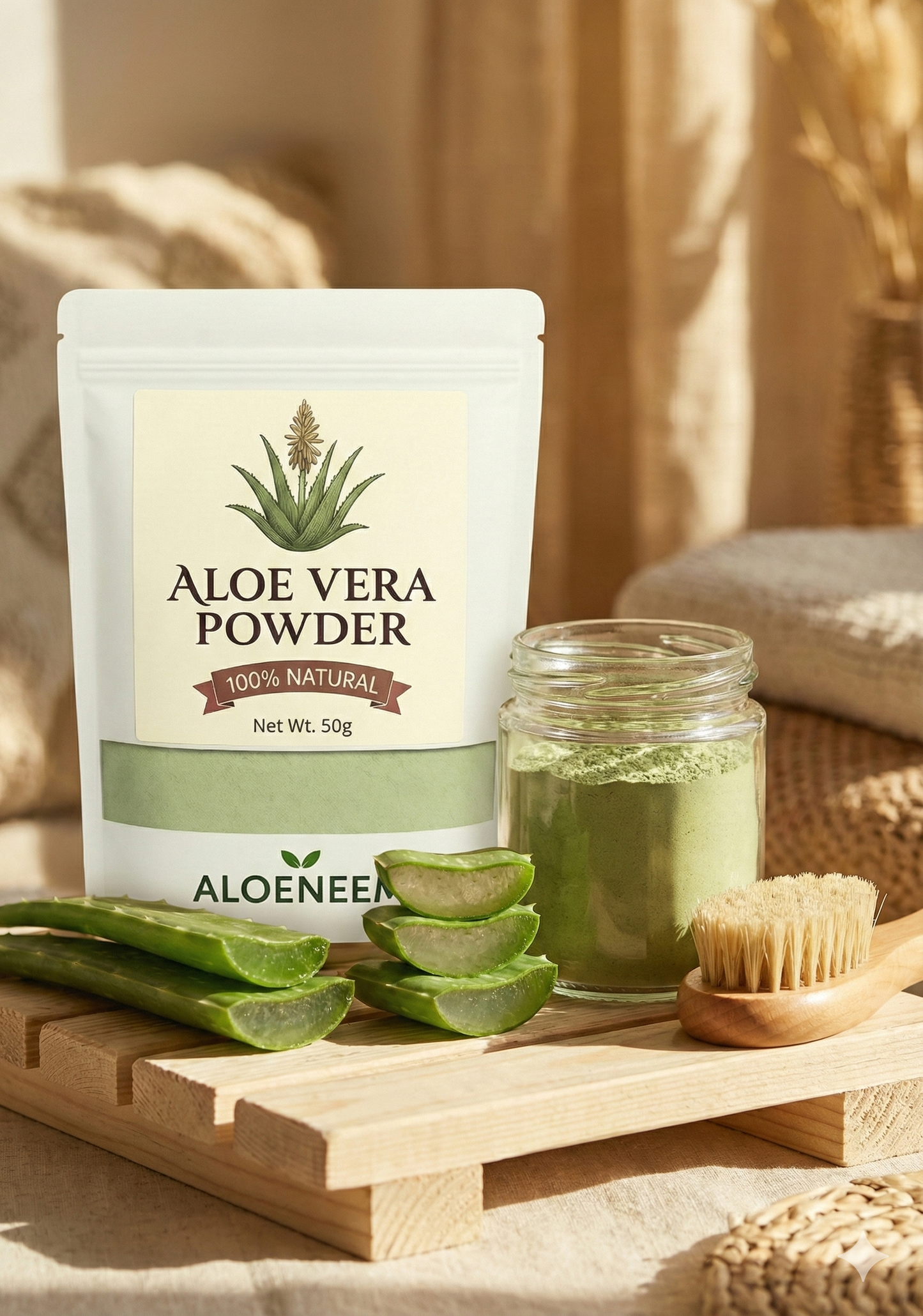 Aloeneem Aloe Vera Powder – Soothing Hydrating Herbal Powder (100g)